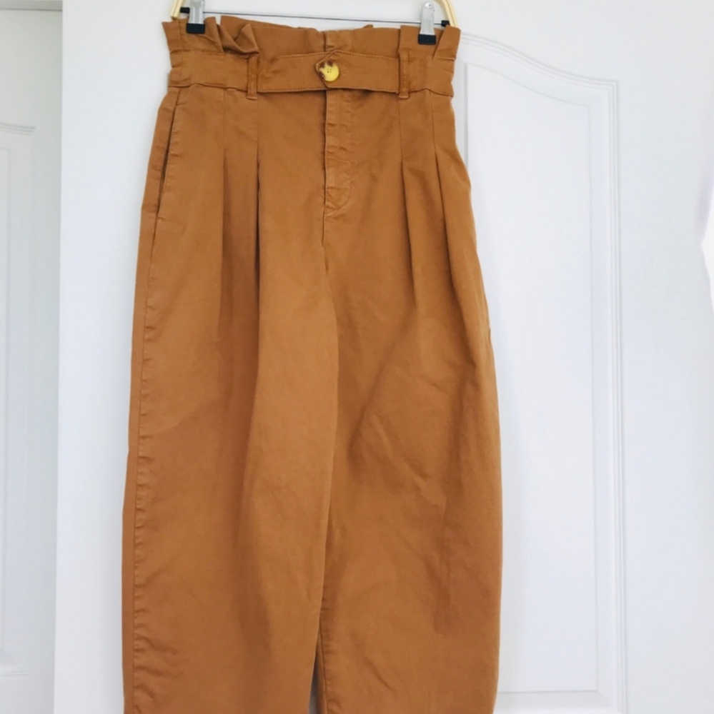 Free People high waist pants sz 8 pleated mustard